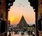 Chittorgarh Fort temple silhouette at sunset